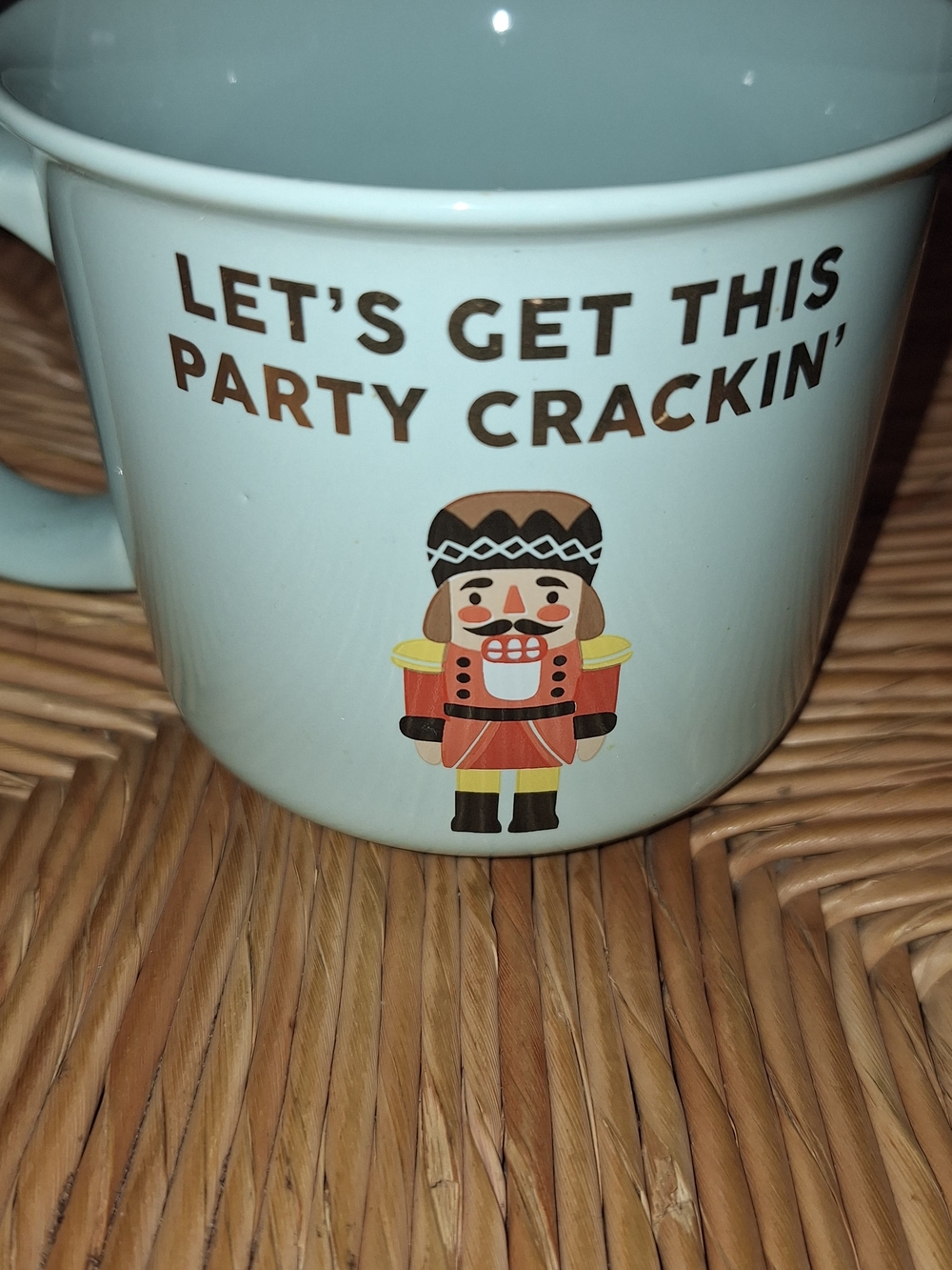 Holiday Nutcracker Ceramic Mug - White with Red & Yellow Accents